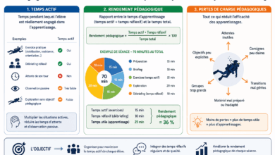Pédagogie rendement de séance, temps actif par élève et perte de charge